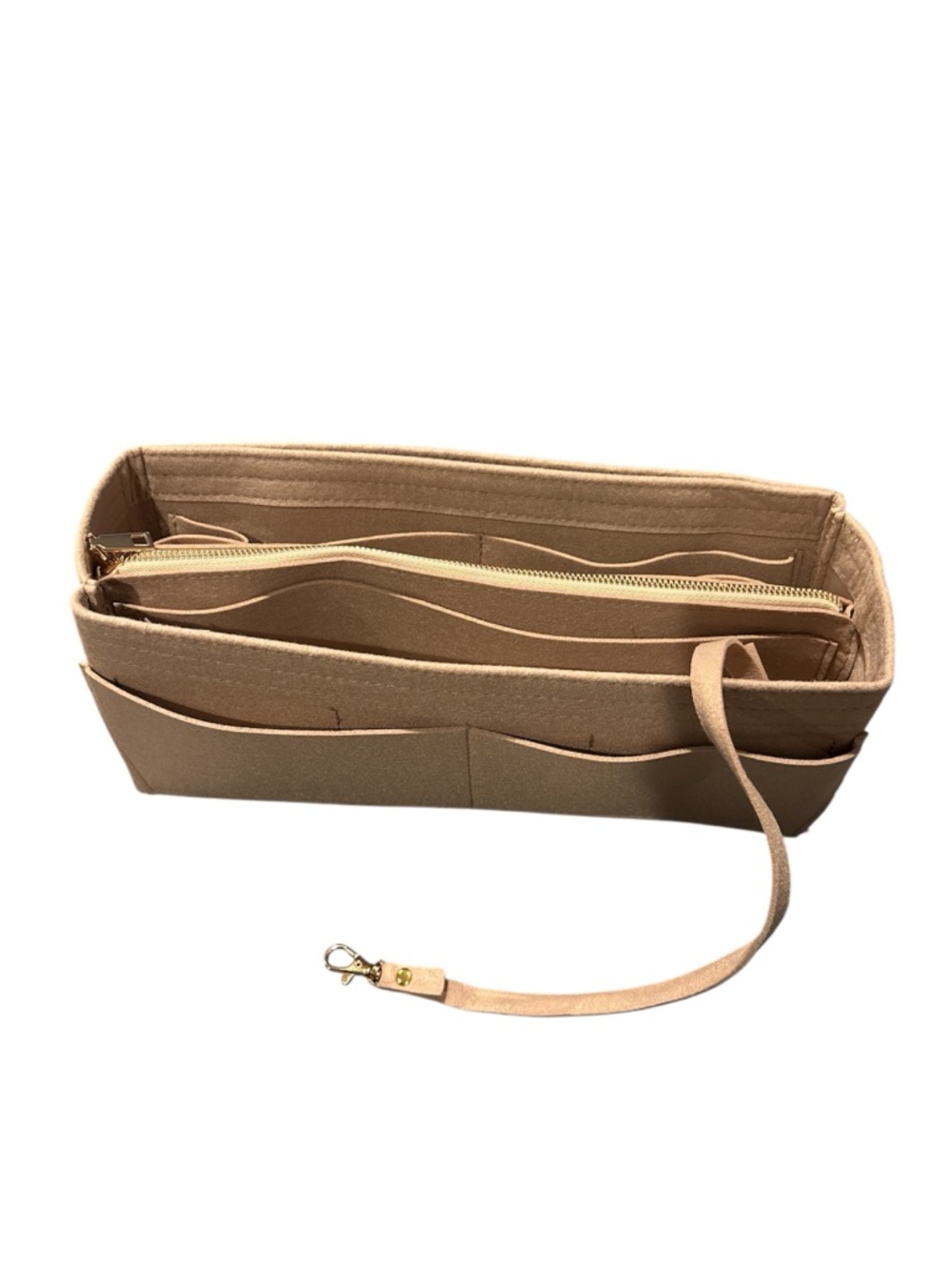 Neutral Beige Tote Organizer Insert with Key Strap